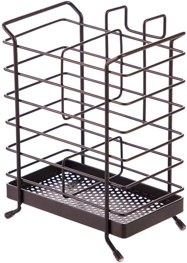 Utensil Holder Cutlery Holder Iron Double Grid Kitchen Drain Metal Rack for Spoon Knife Fork Tableware Drain Rack Kitchen Utensil Holder