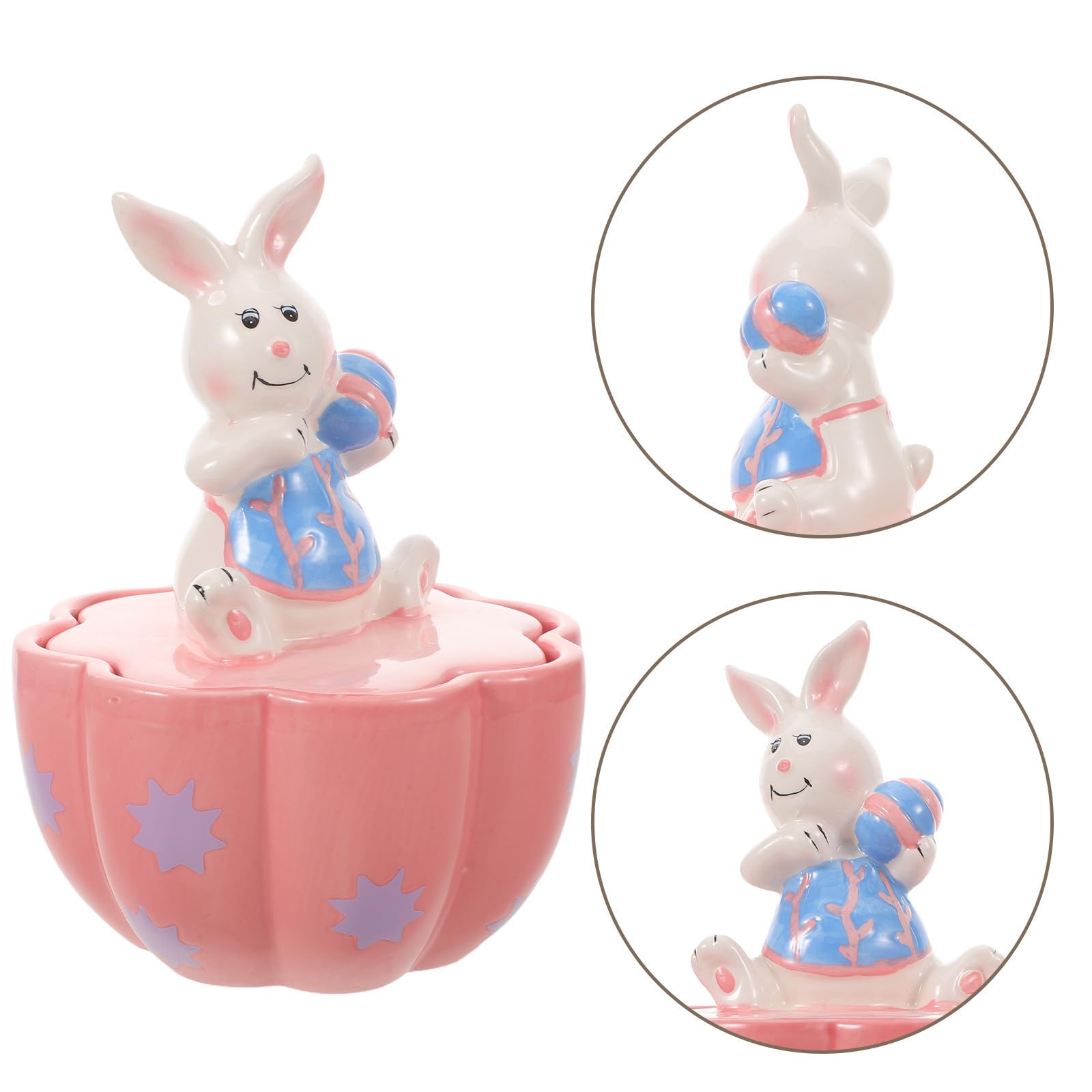 Barattolo in Ceramica a Forma di Coniglio per Pasqua con Chiusura Ermetica, Contenitore per Alimenti e Zucchero, Design Festivo e Protezione Dall'umidità per Snack e Dolci