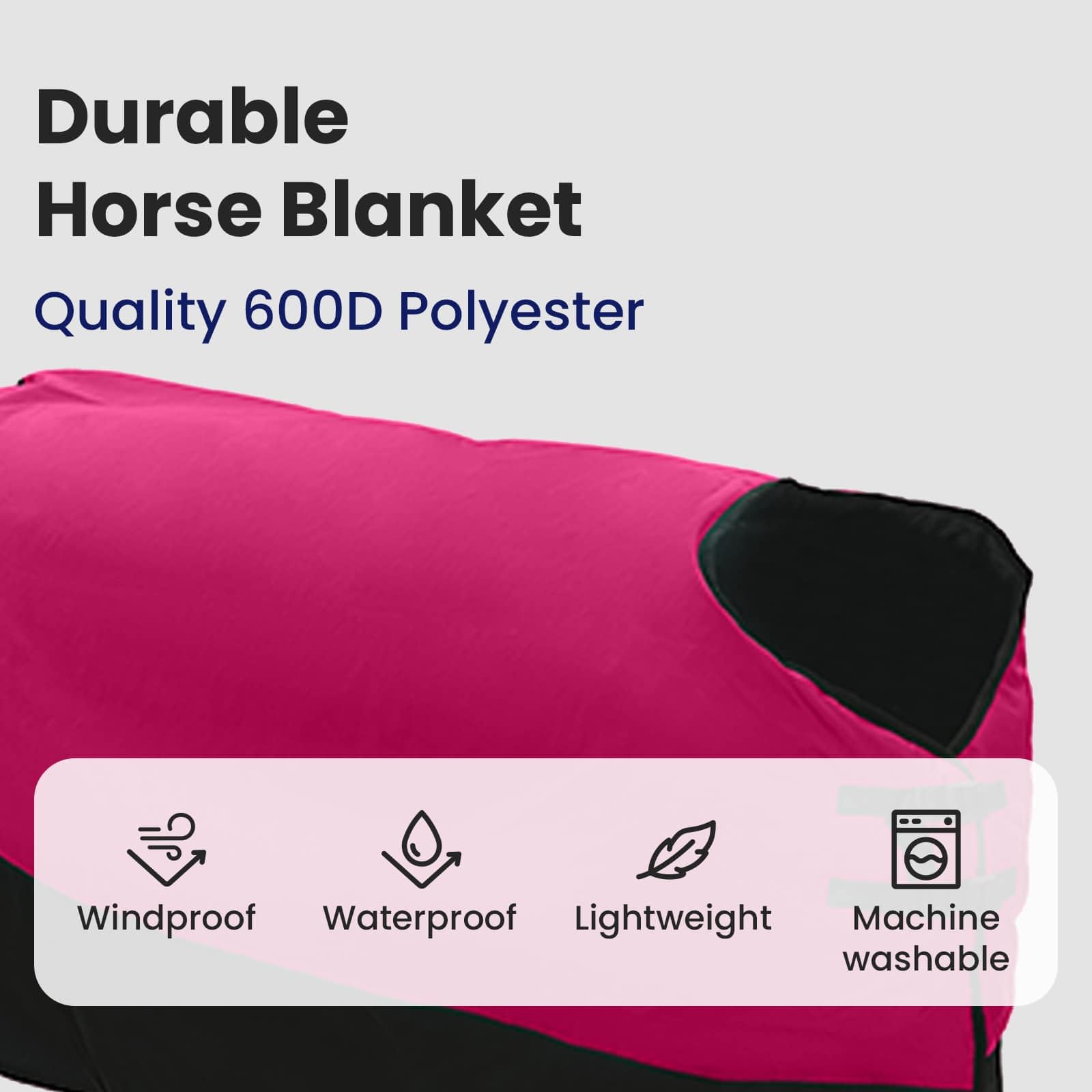 vidaXL Pferdedecke Rosa und Schwarz 135 cm Polyester, Moderne Pferde-Decke, Winterfest, wasserdicht, maschinenwaschbar, warm und gemütlich