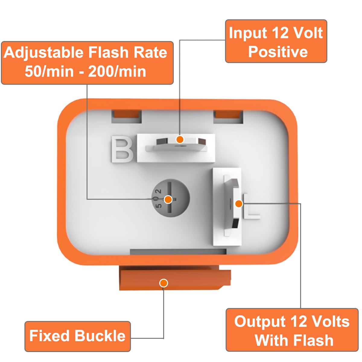 DAOAKI Universeel 12 V 2-polig knipperrelais, 2-polig, met regelaarknipperlicht, led-indicatoren van richting, snelheid instelbaar, voor knipperlichten van auto's, voertuigen en motorfietsen, 4 stuks