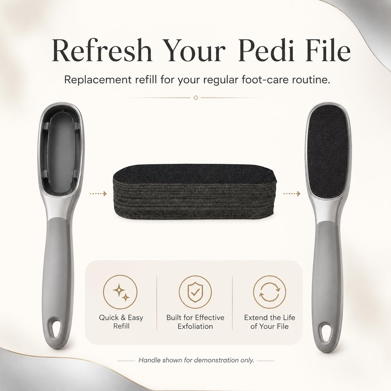 TMPE Stainless Steel Foot Scraper/Pedi File Refill. Professional Collection Black Color Pedicure File Replacement Pads. 80 Grit. Size 5.3" L X 1.7" W- 50 pcs Pack of 1
