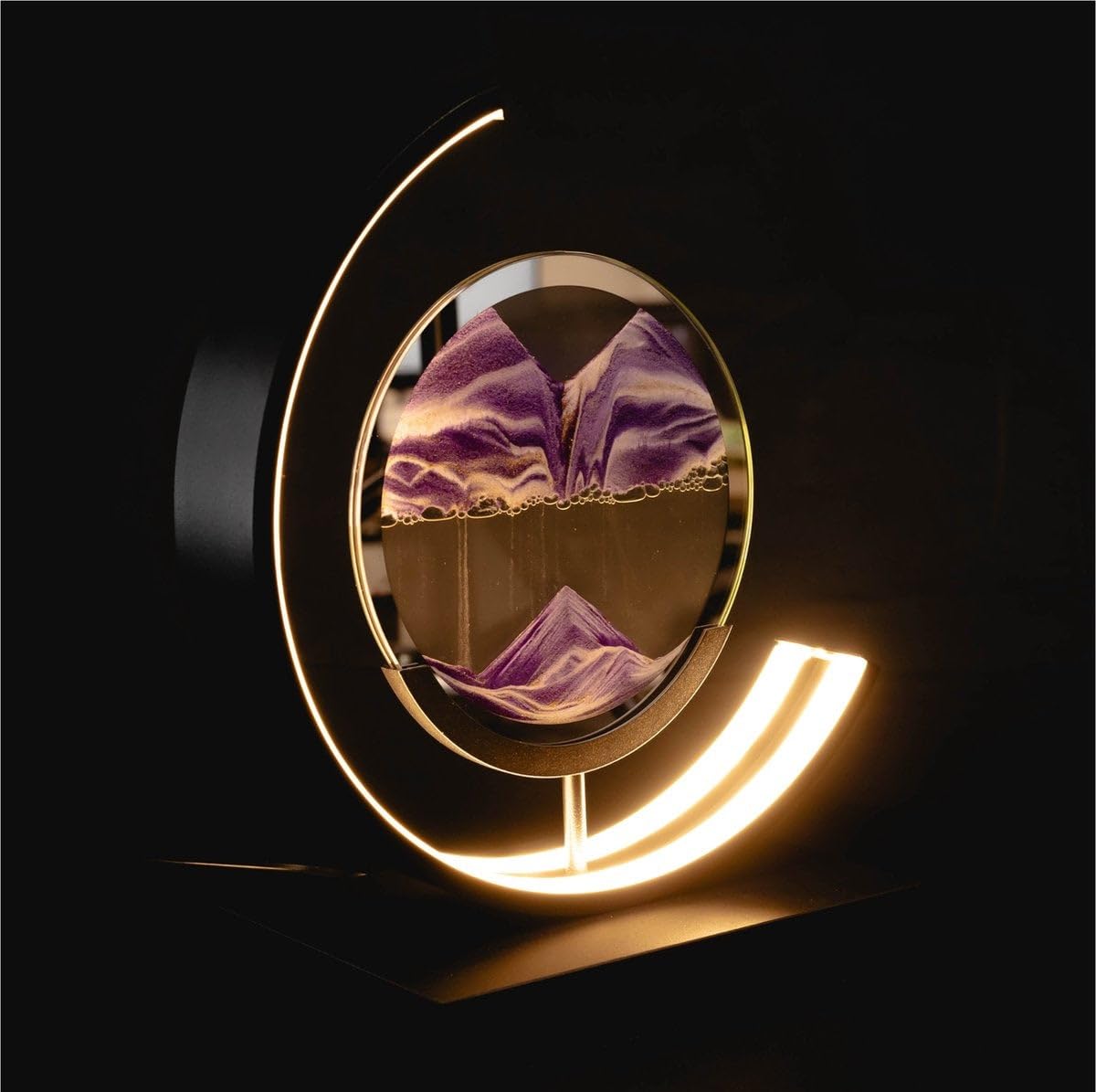Luxus europe - Treibsand Tischlampe - Lila - Bewegte Sandkunst - Sanduhr-Lampe - Sandkunst in Glas - Schreibtischlampe - LED - Dimmbar - Industriell und modern - Nachtlicht für das Schlafzimmer