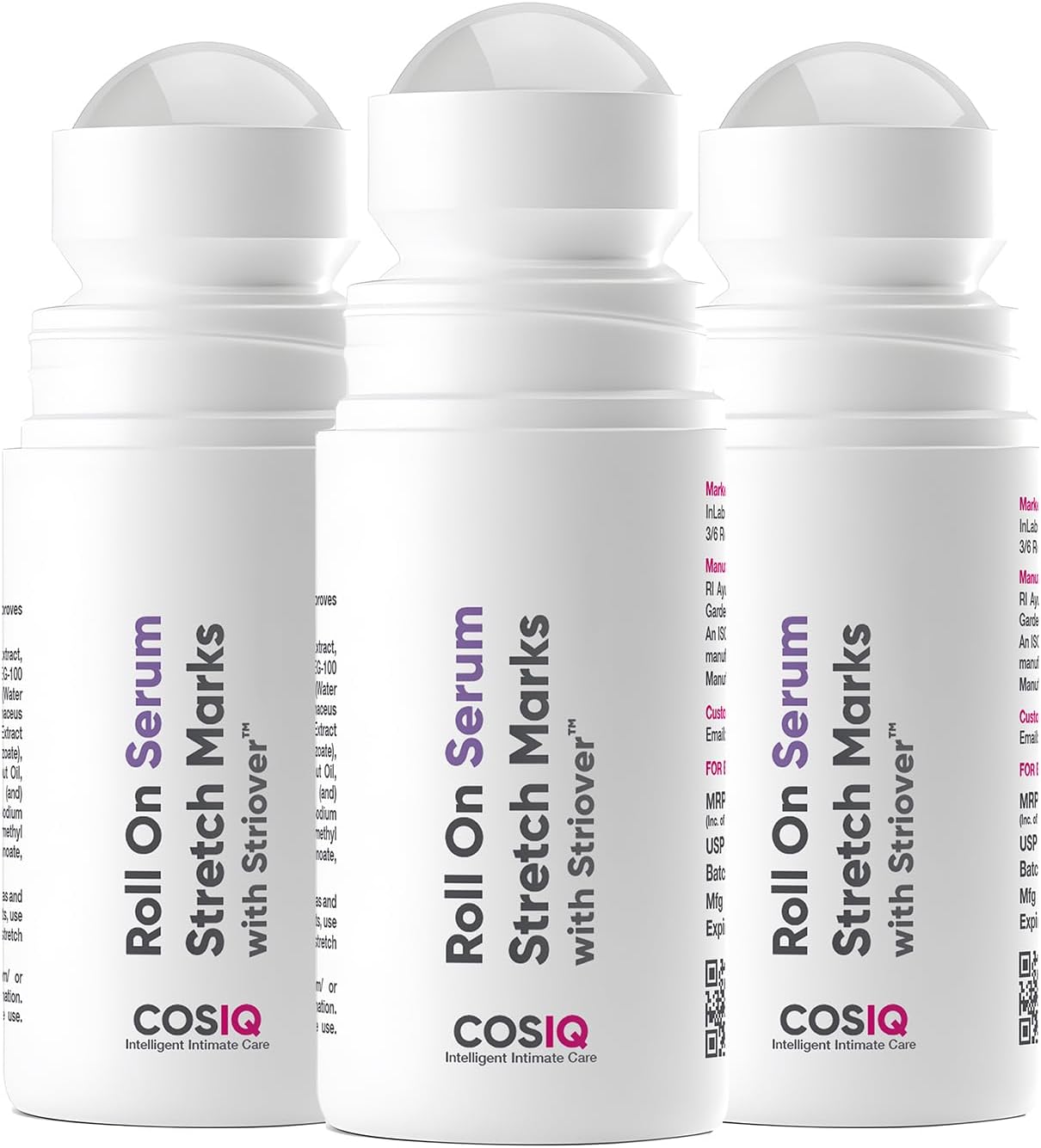 Stretch Marks Removal Roll-On Serum (Pack of 3 X 40ml Each) | with Striover | Scar Removal | Uneven Skin Tone | All Skin Types | 120ml