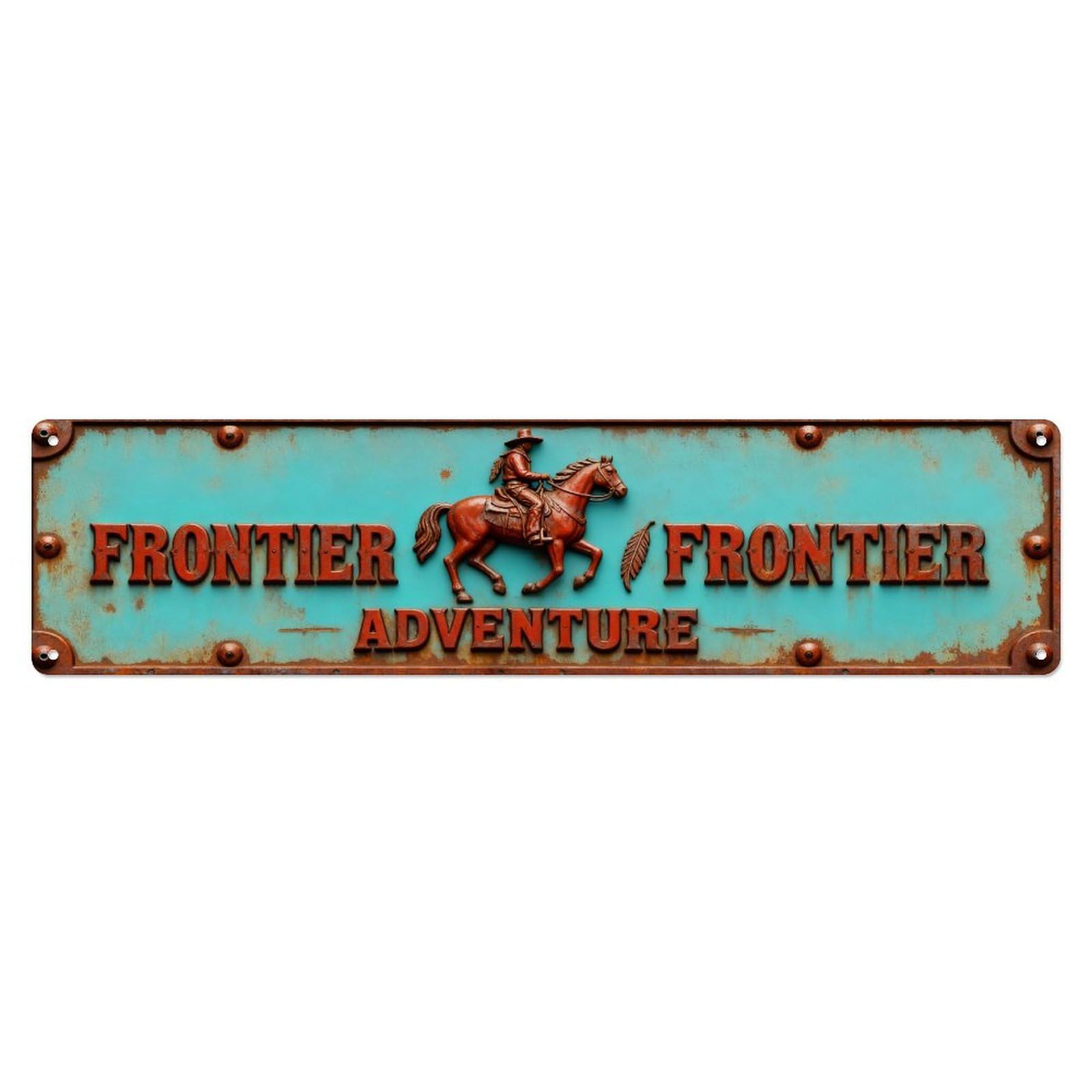 Frontier Adventure Cowboy Horse Sign Metal Tin Sign Plaque