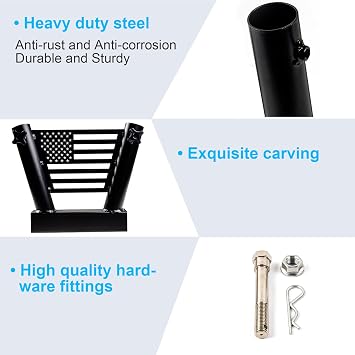 Buling US Flag Hitch Flagpole Holder Trailer Hitch Mount Universal for Jeep SUV RV Pickup Truck Camper Trailer with Standard 2 Hitch Receiver Thickened Version