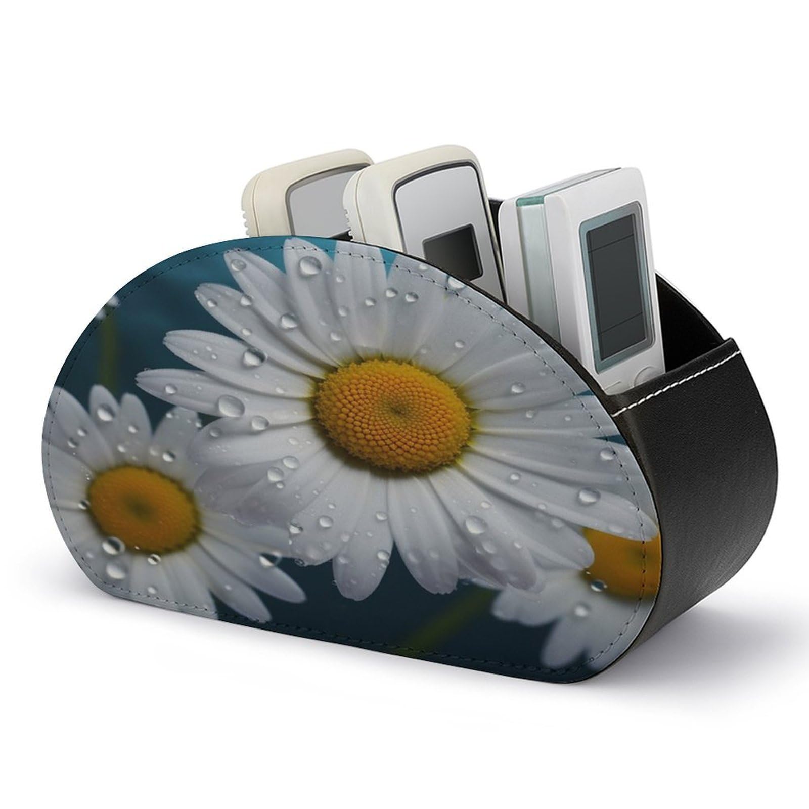 Btcowzrv Style Daisy Flowers Remote Control Holder With 5 Compartments