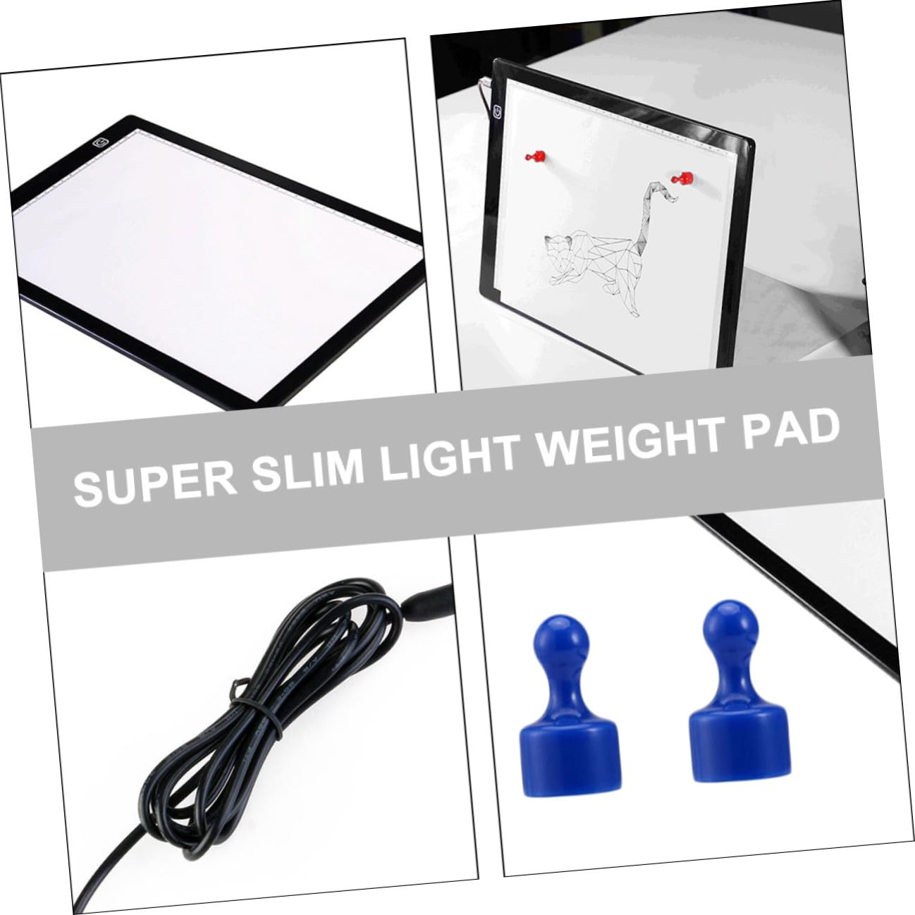 AKOOSY Planche à Dessin Lumineuse LED A4 en Acrylique avec Câble USB Aimanté, Légère, pour Croquis et Calligraphie à Domicile à L'école