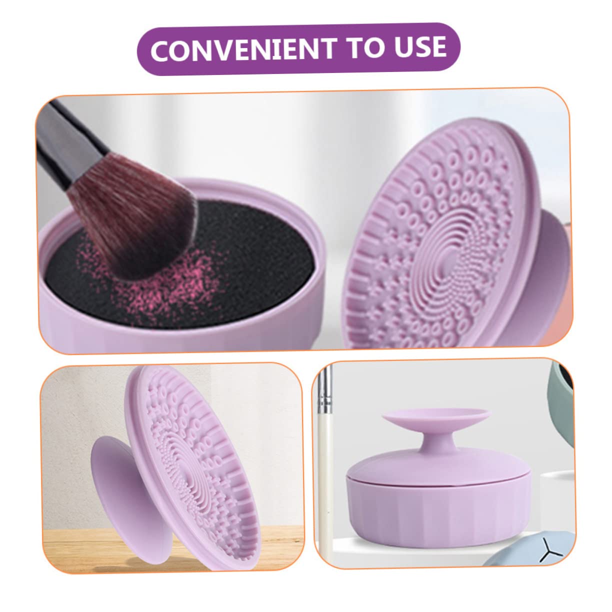FRCOLOR 5stücke Kosmetik Pinsel Reinigungsbox Aus Silikon Dual-use Reinigungswerkzeug Für Make-up Pinsel Langlebig Für Professionelle Anwendung Und Heimgebrauch Violette Farbe