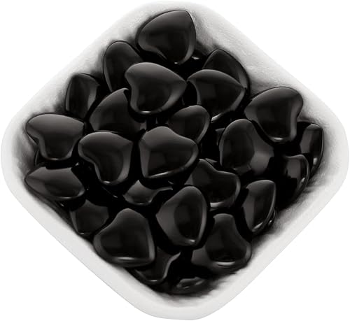 Miniatura 2 de 20 paquetes de piedras de corazón de obsidiana negra natural pulida, cristales y piedras curativas de cuarzo a granel para Wicca, Reiki, energía