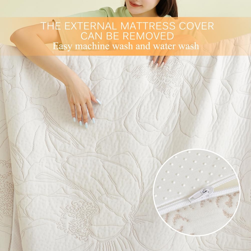 A,150x200cmQUEEN, Roll Up Floor Mattress Pad Thick 5Cm with Washable Cover Memory Foam Japanese Futon Mattress Topper Quilted Bed Mattress Pad Sleeping Pad Camping Mat for Sofa Guest
