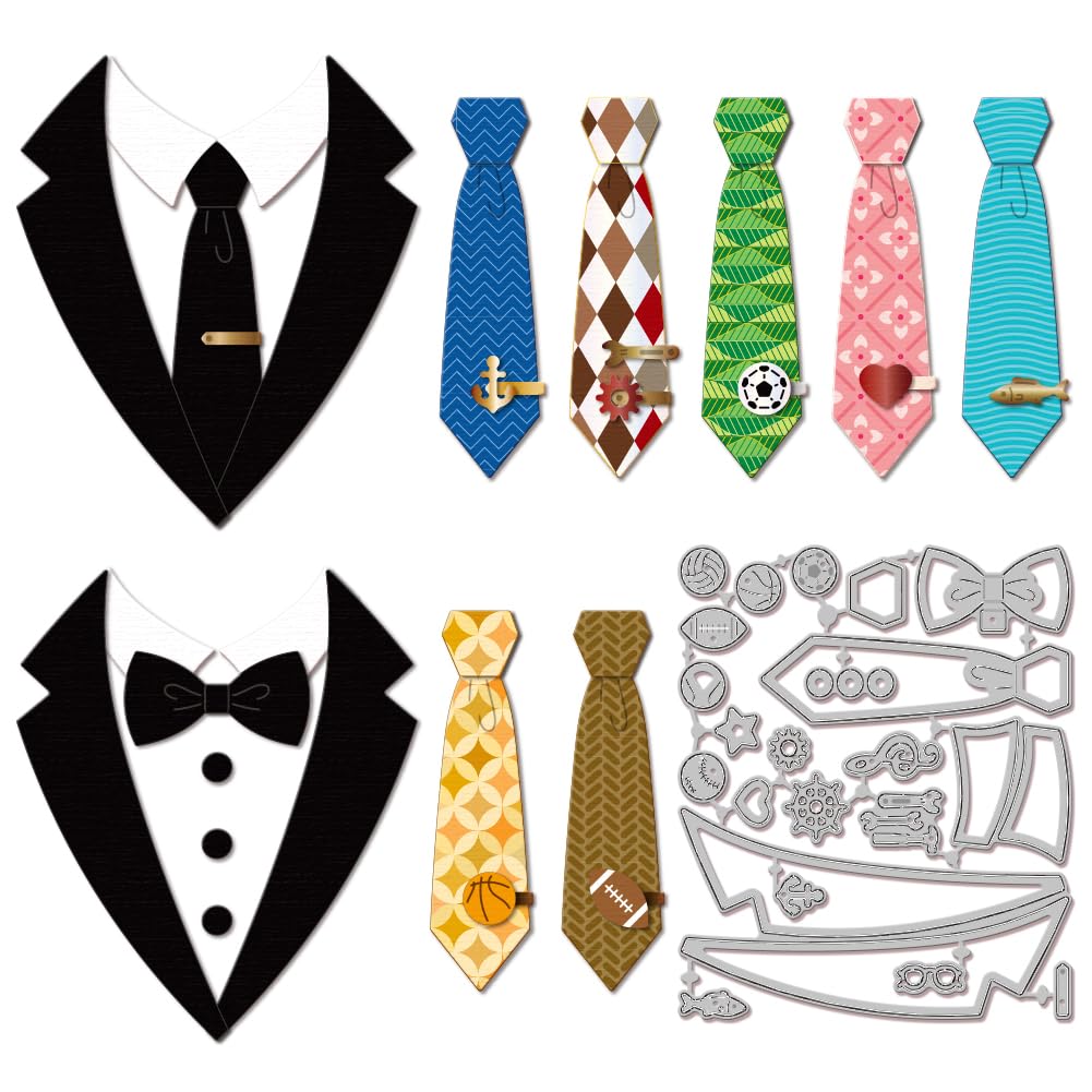 GLOBLELAND Ties Cutting Dies for DIY Scrapbooking Metal Bow Ties Cut Dies Tie Clips Die Cuts for Card Making Embossing Photo Album Craft Decor