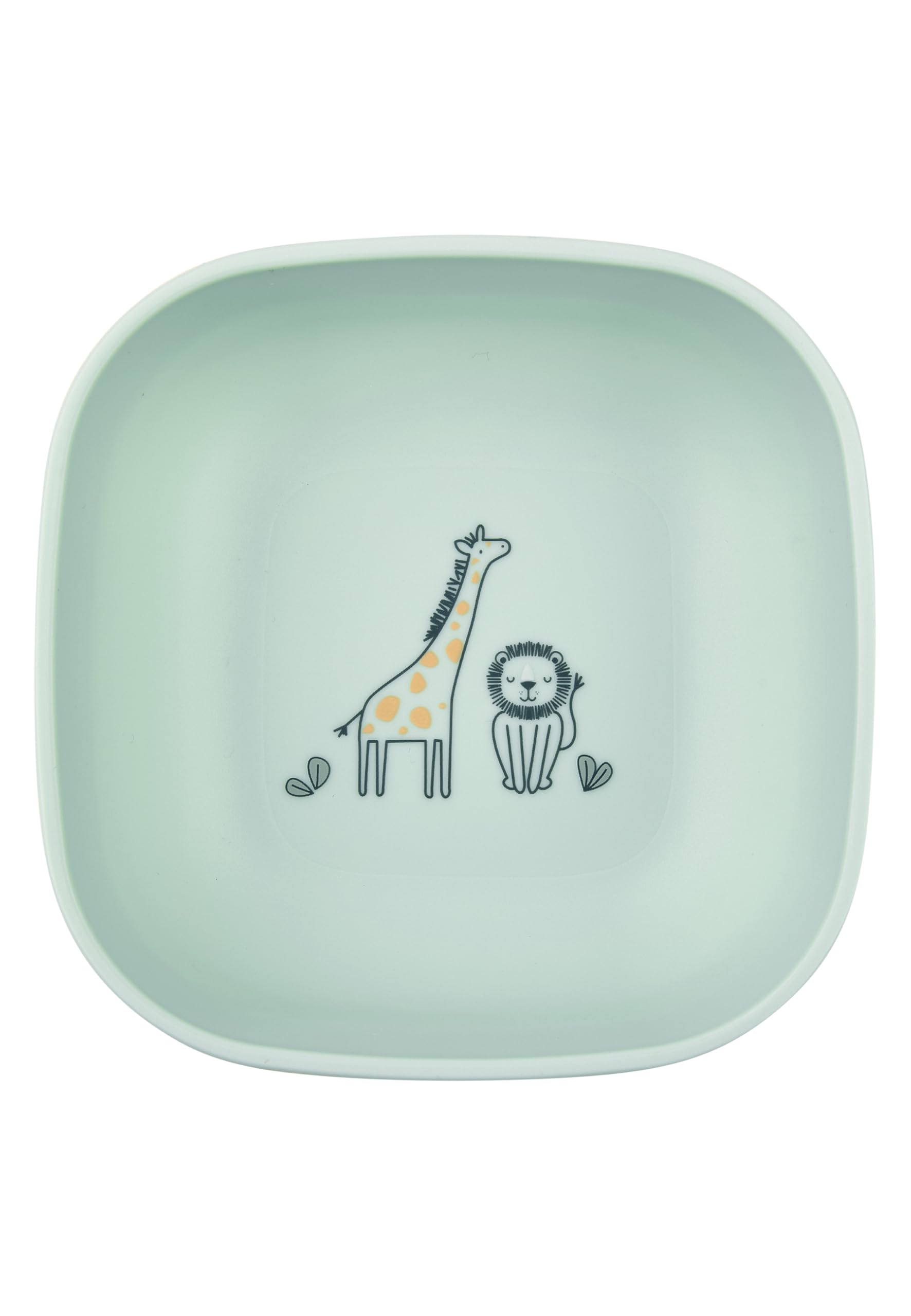 Sterntaler Juego de vajilla de jirafa y león – forma cuadrada con diseño de safari – plato, cuenco, taza y cubiertos, duradero, apto para alimentos, para bebés y niños pequeños, color verde pálido