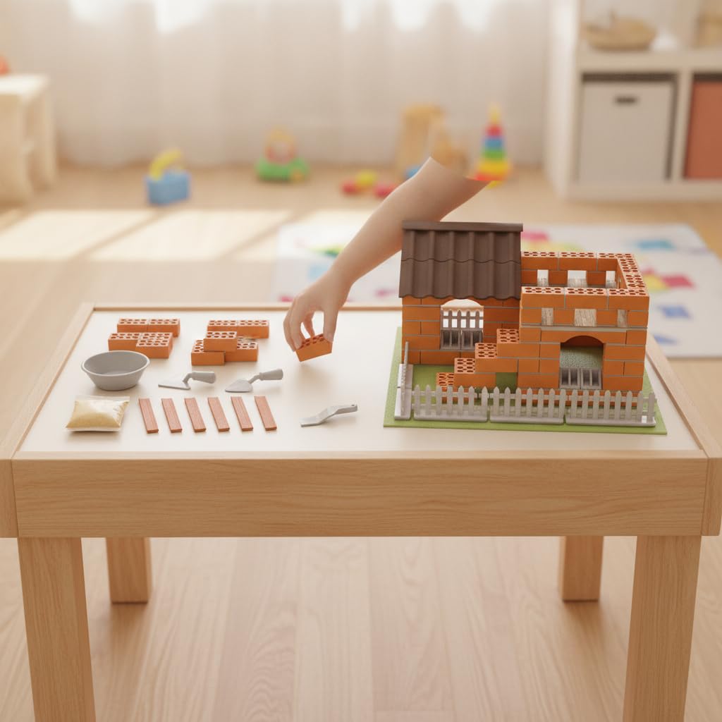 Kit Casa Mattoncini Giocattolo con Modellino Mattoni E Malta per Apprendimento Pratico E Ragionamento Spaziale per Progetti Archittonici Adatto per Uso Domestico, 443