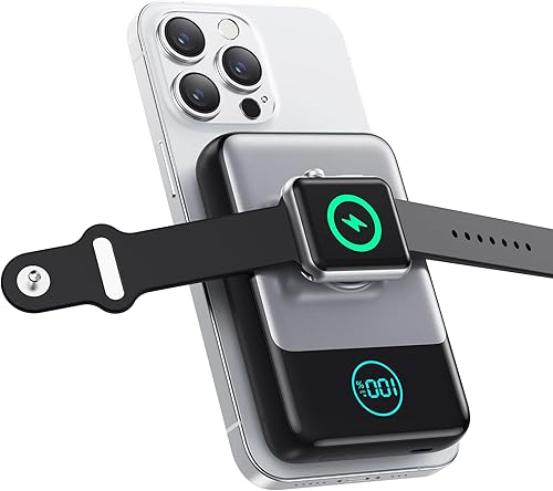 Cargador portátil magnético para iPhone, Banco de energía inalámbrico Qi2 de 10800mAh y 15W con cargador para iWatch, Paquete de batería de viaje