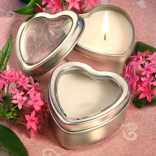 Light for Love Collection Heart Candle Favor Tins (40)