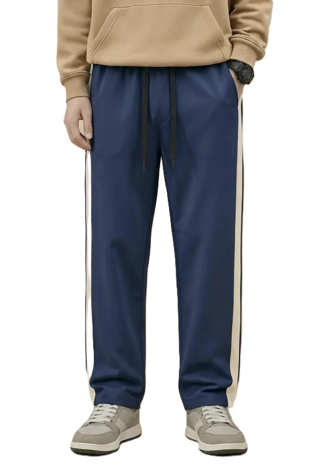 Men’s Lycra Blend Track Pants | Solid & Striped Stretchable Joggers for Men | Elastic Waist Gym & Casual Wear Pants | Comfortable Regular Fit Track Pants-image-46