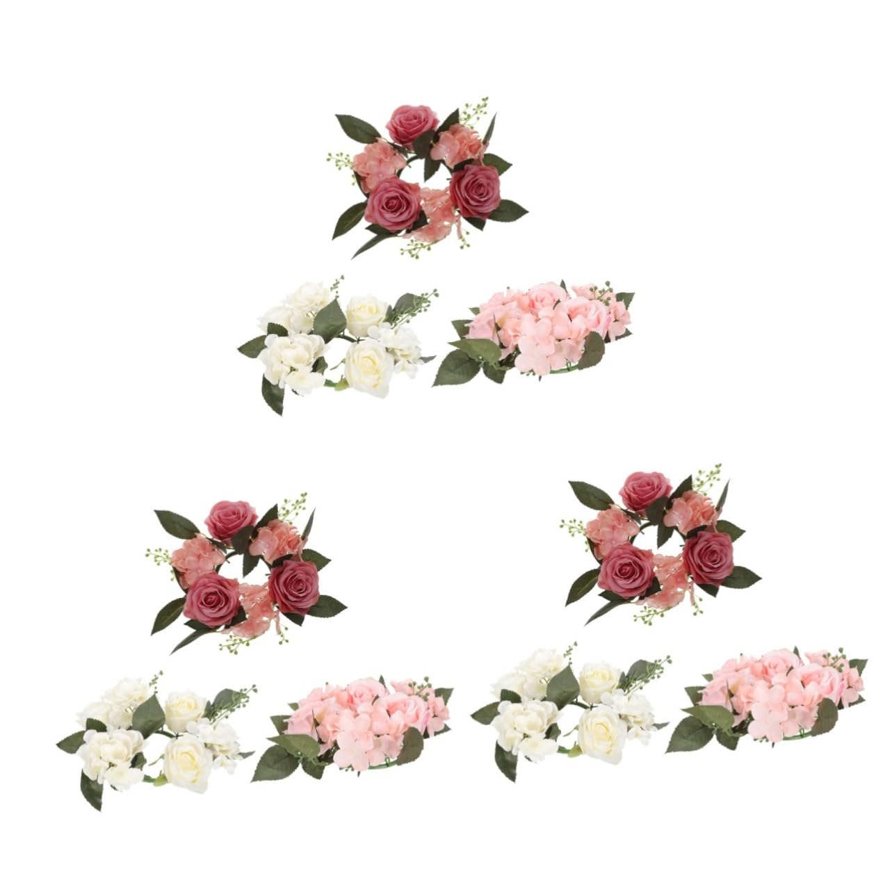 Couronne de roses artificielles Cabilock pour bougies et decoration de mariage | Lot de 9