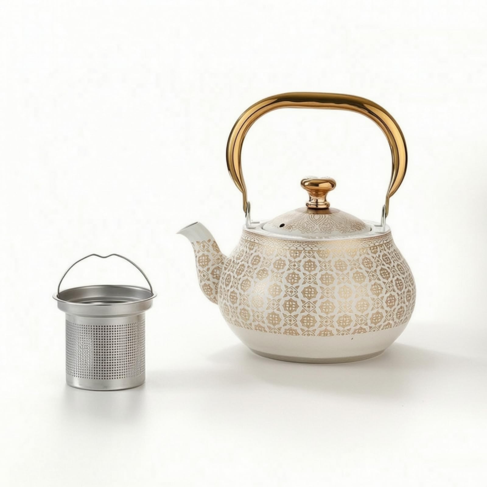 Tetera de Acero Inoxidable Tetera Hervidor Caldera con Colador Desmontable y Asa Arqueada Fácil de Llenar y Limpiar Apta para Hostelería Comedor Sala de Estar, color to 2, 2.0L