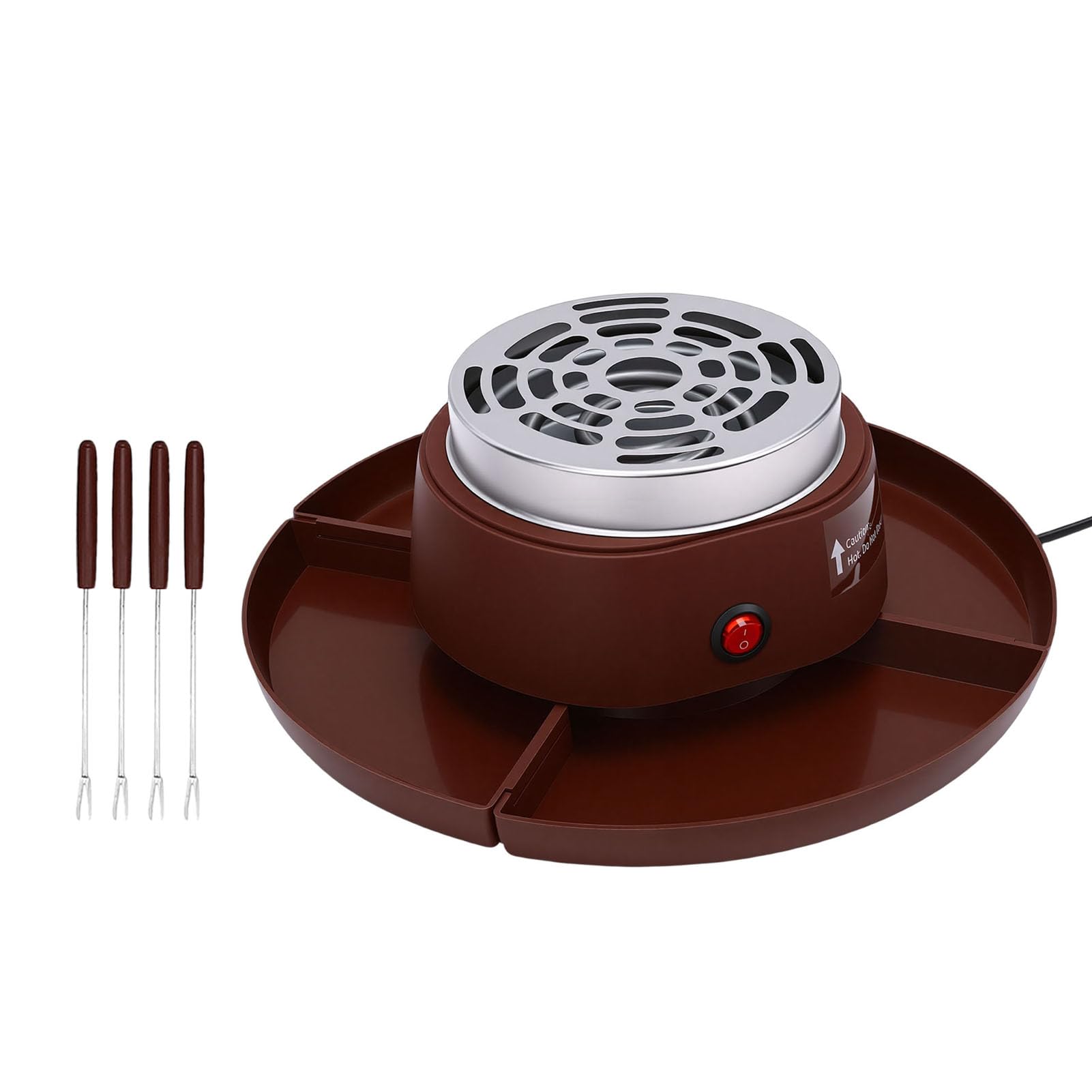 Sxhlseller Máquina para Hacer Smores Eléctrica 2 en 1 y Olla para Fondue, Tostador de Malvaviscos de Mesa Interior, sin Calentamiento de Llama, 4 Tenedores y 4 Bandejas (Enchufe europeo 220V)