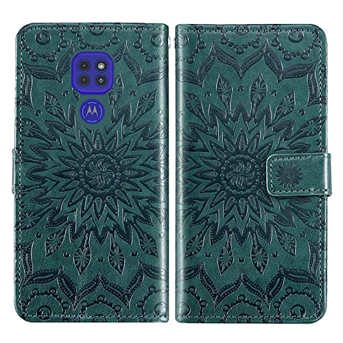 Funda Moto E7 Plus verde oscuro para viajes urbanos con tarjetero integrado 5