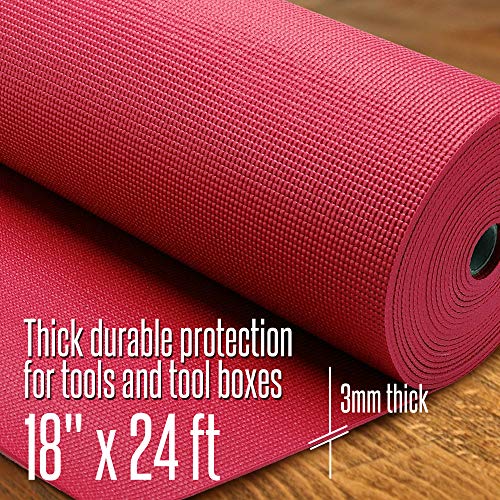 Reizen Tech Max-Tough Tool Box Liner-18 Inches X 24 Feet X 3Mm - Stay-Put Surface Defends Against Wear And Tear - Keeps Tools Protected And Organized - Garage Shelves, Tool Chest, And Cabinets - Red #TOP4