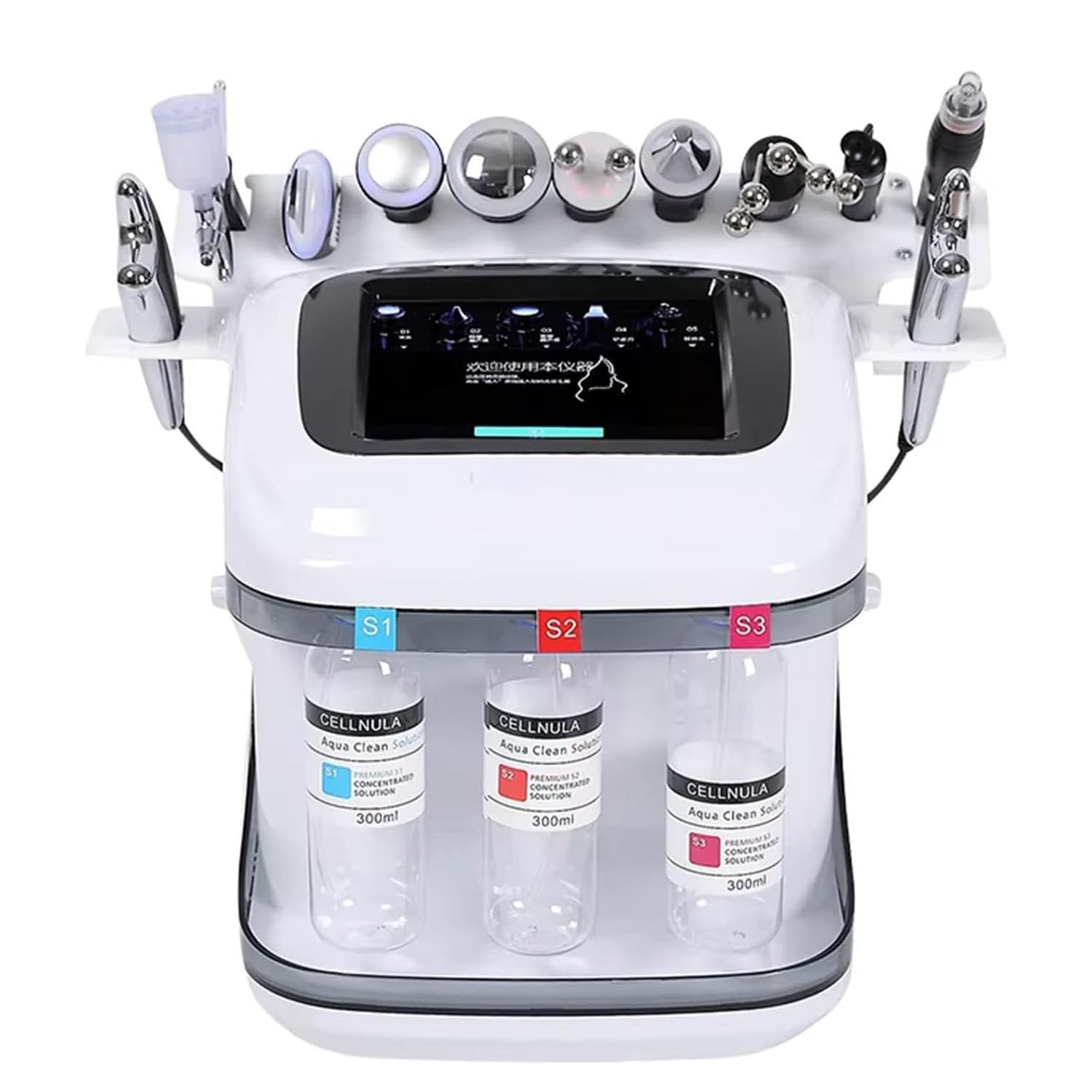 Hydrofaciales Gerät,Aquafacialgerät,10 in 1 Professionell 10 Köpfen,Wasser Sauerstoff Jet Peel & Tiefenreinigung,Mitesser Entferner/Aufhellung/Verjüngung,für Spa,Beauty-Studio