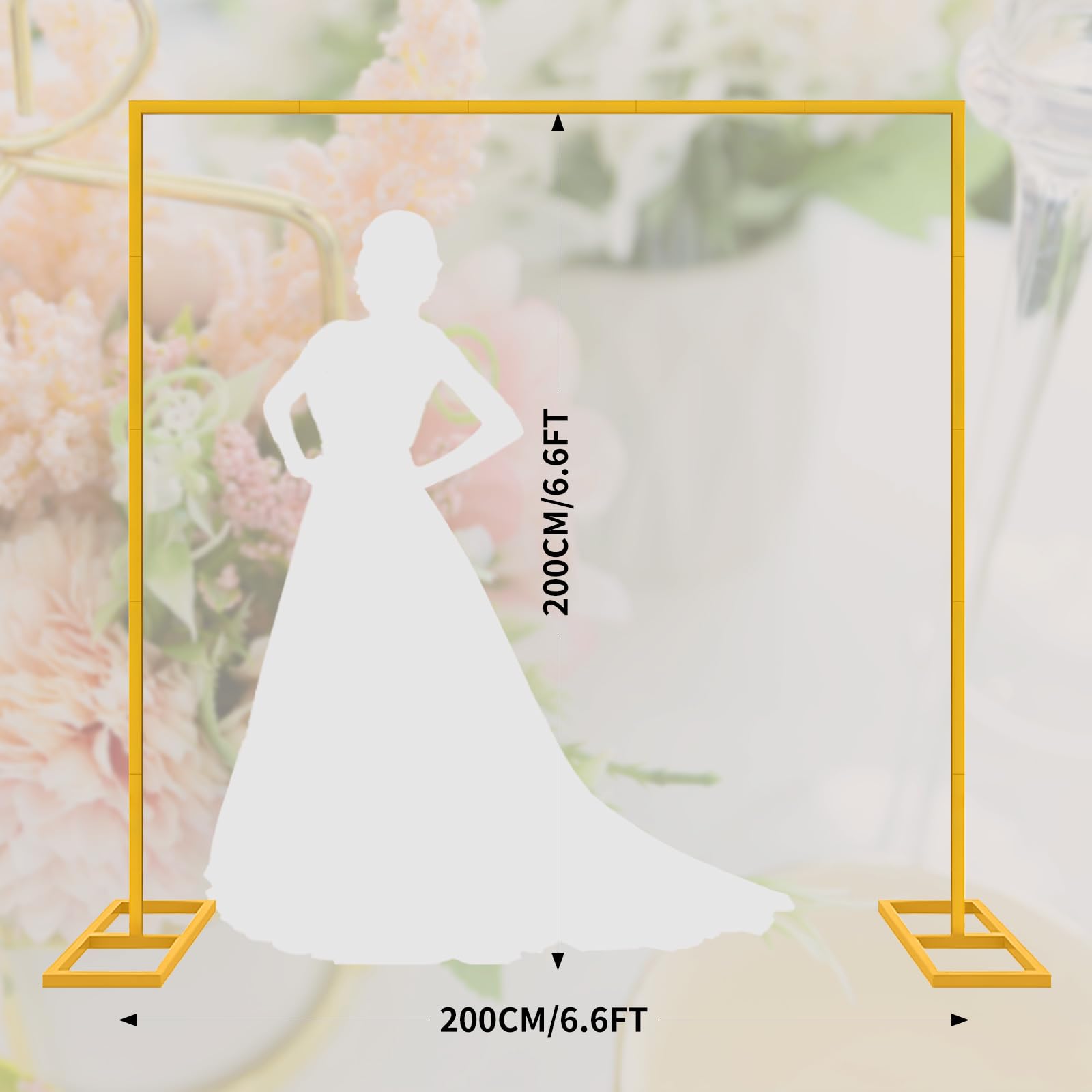 Robusto Soporte de Telón de Fondo para Fotografía Arco de Boda Ajustable, Barras Cruzadas Dobles, Adecuado para Estudio de Fotografía, Cumpleaños, Boda, Decoración de Fiestas 2 m Dorado