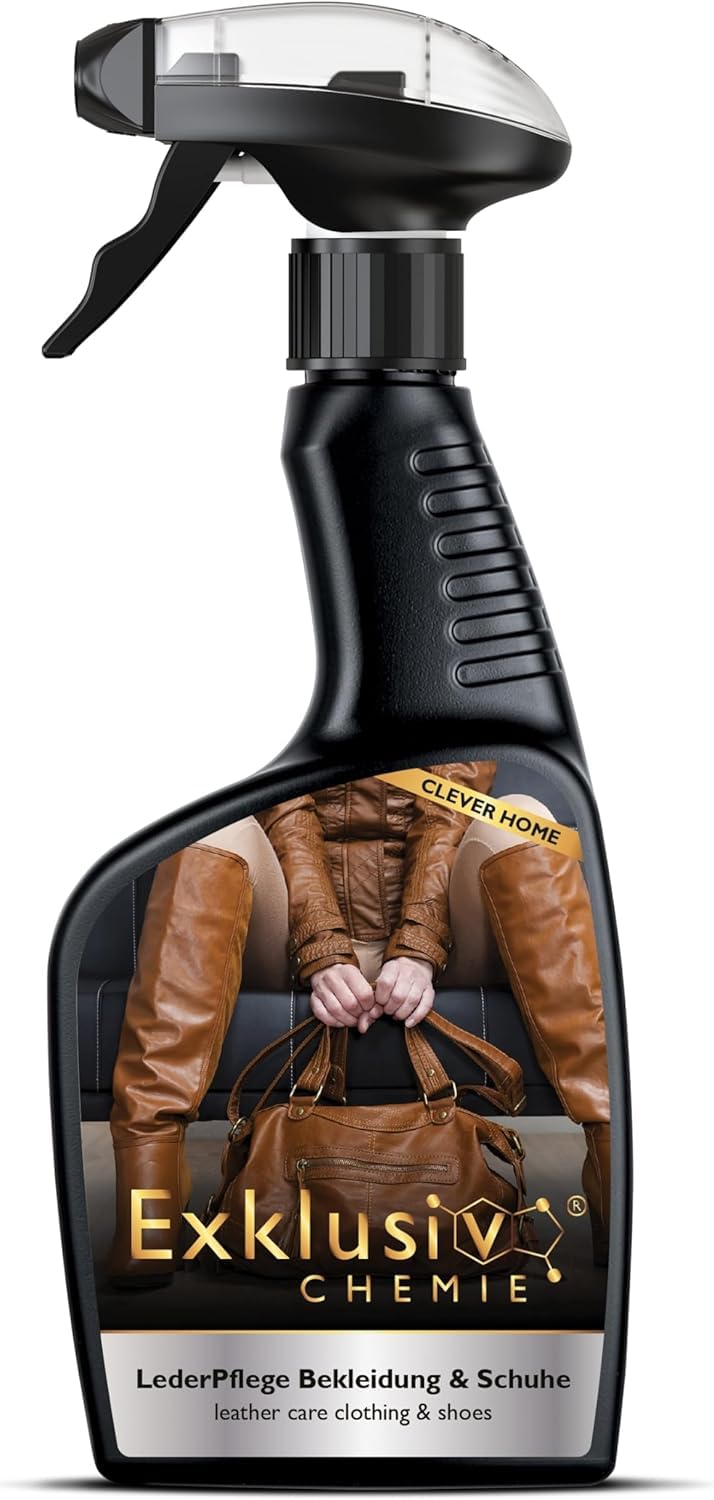 Exklusiv Chemie® Cura della pelle Cura della pelle Abbigliamento e scarpe | Cura della pelle per vestiti e scarpe di pelle | Spray per la cura della pelle | Pulitore per pelle | 500 ml | Per giacche in pelle, scarpe in pelle e borse in pelle