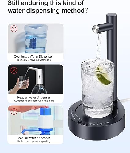 Miniatura 3 de PLUZZ - Dispensador de agua de escritorio para botella de 5 galones, bomba de agua eléctrica portátil pequeña para jarra de 5 galones para el hogar,