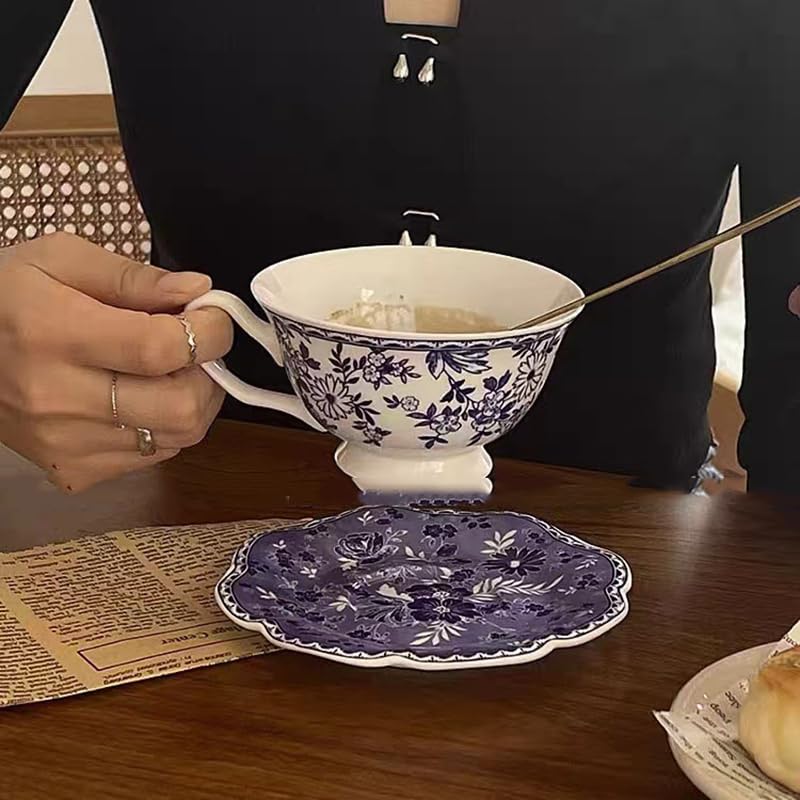 umsl Tazas de café expreso de porcelana Desayuno Original Hermosas Tazas de café Servicios Juego de té inglés Juego de tazas