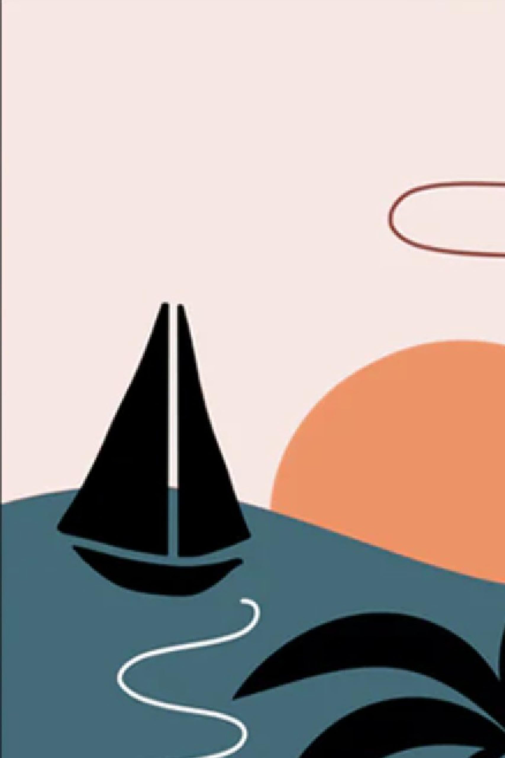 elixir design Poster Canvas Print Wall Art Boat Docked in Tropical Pink Ocean Paradise Nature Skylines Digital Art Modern Art Nautical Scenic 12x18 inches