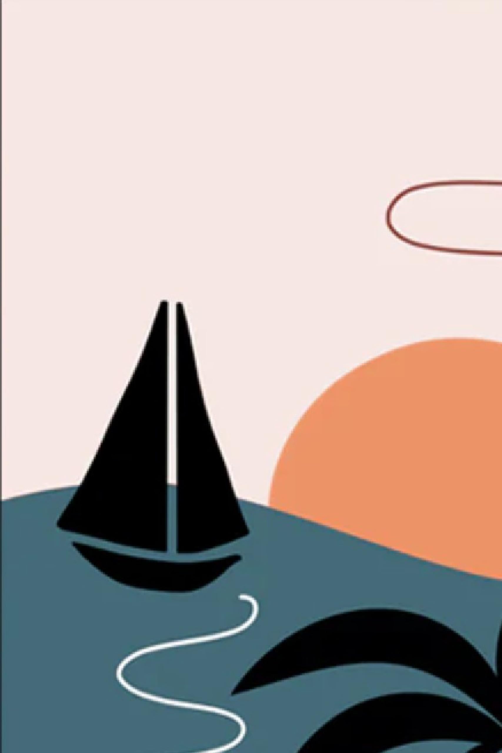 elixir design Poster Canvas Print Wall Art Boat Docked in Tropical Pink Ocean Paradise Nature Skylines Digital Art Modern Art Nautical Scenic 12x18 inches