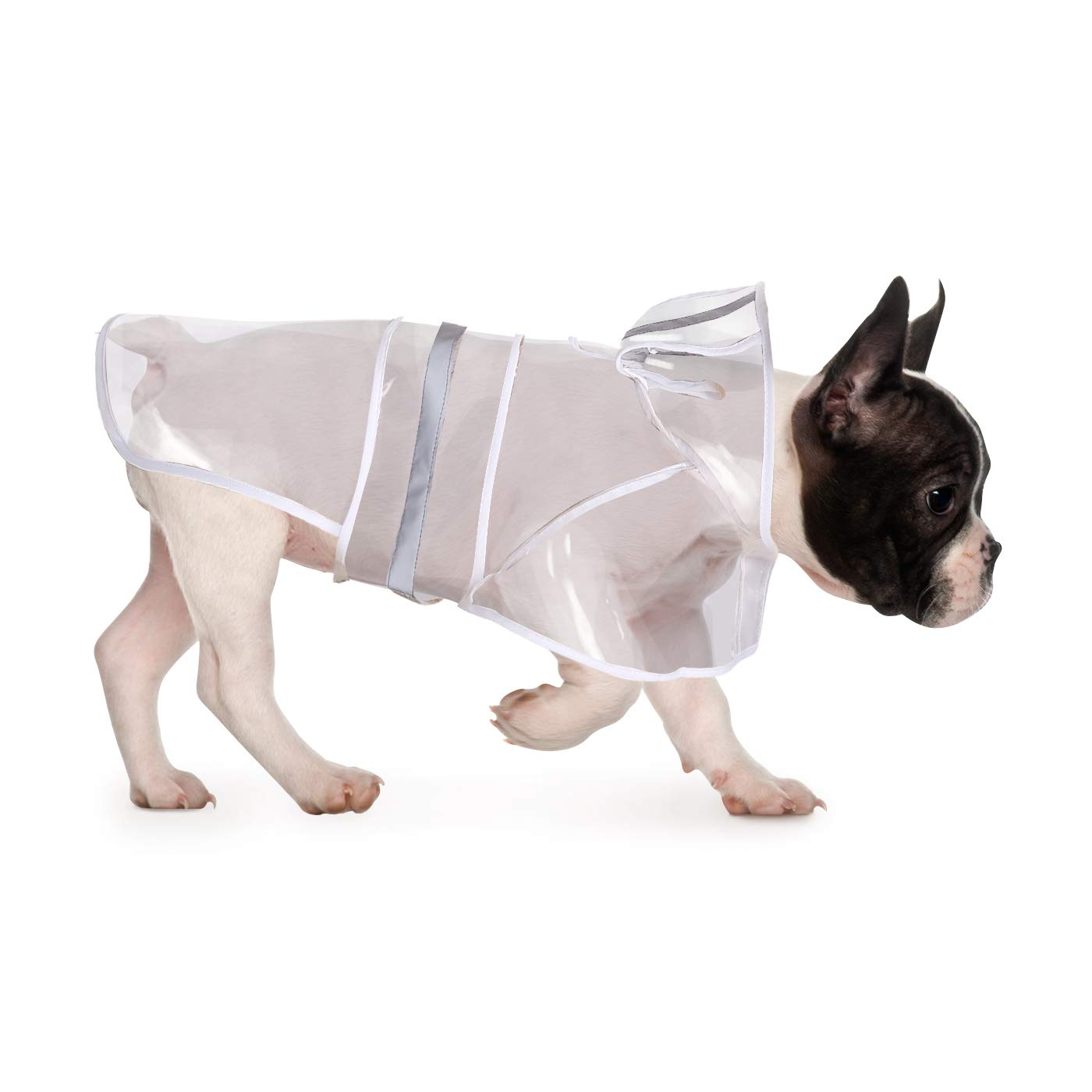 HDE Dog Raincoat Jacket Reflective Adjustable Hooded Pet Poncho Rain Coat with Leash Hole for Small to X-Large Dogs Clear - S
