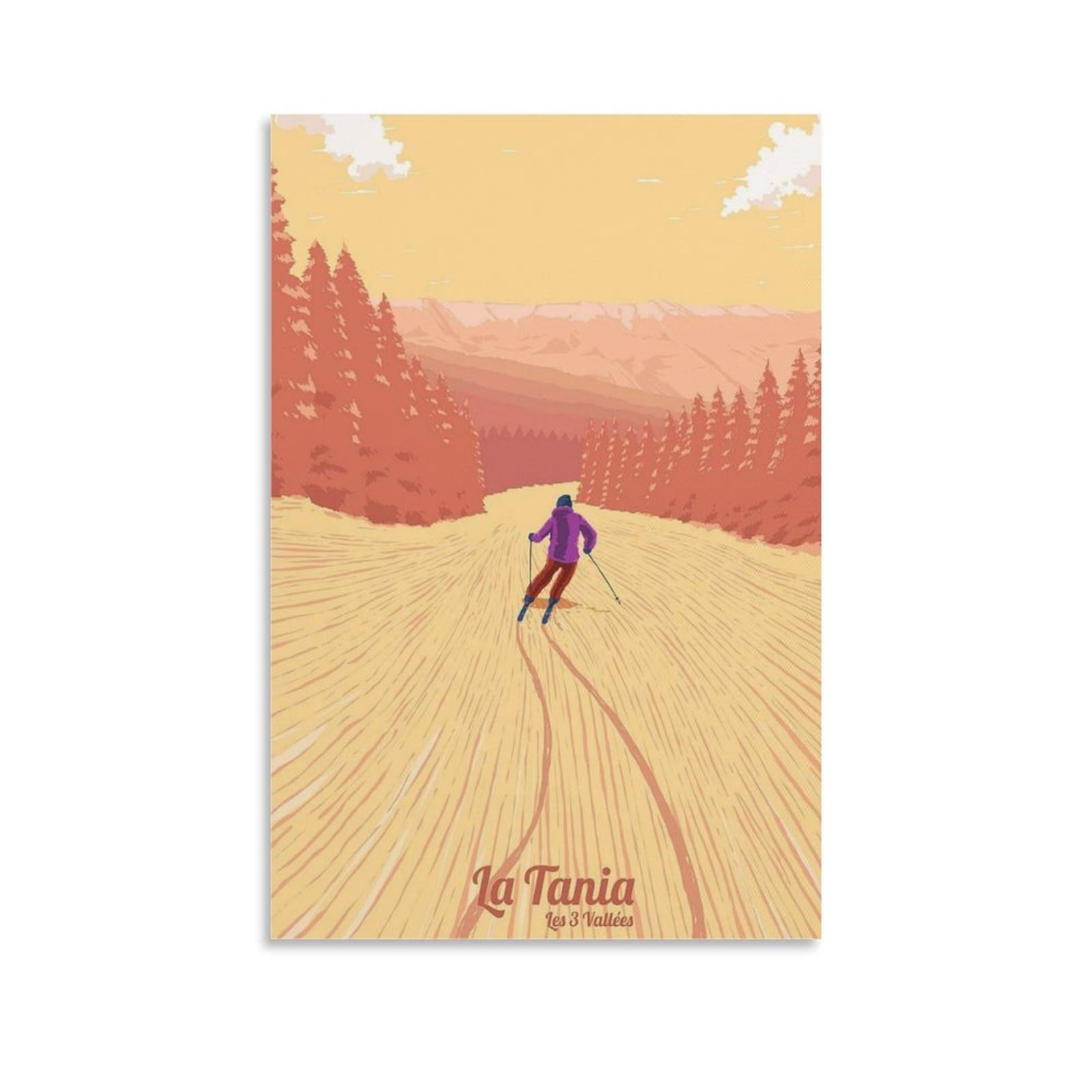 WLQZFRWV La Tania Ski Resort Poster Canvas Poster Bedroom Decor Landscape Office Room Decor Gift 12x18inch(30x45cm)