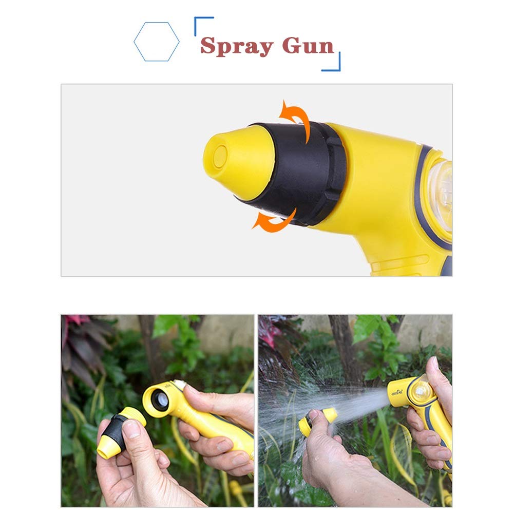 Pistola pulverizadora de jardín, manguera de jardín, boquilla de pulverización, riego de plantas, ducha, mascotas, kit de riego (juego amarillo, traje de 30 m)