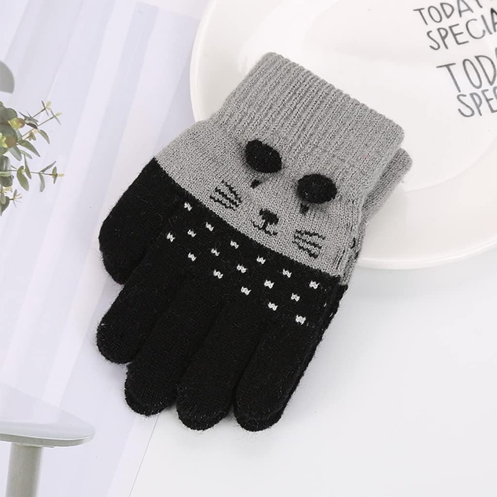 Stretchy Winter Gloves Knitted Full Finger Gloves Kitten Glove Toddler Baby Crochet Mittens Cartoon For Gloves