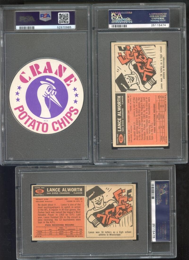 1965 Topps #155 Lance Alworth PSA 4 Graded Football Card San Diego Chargers