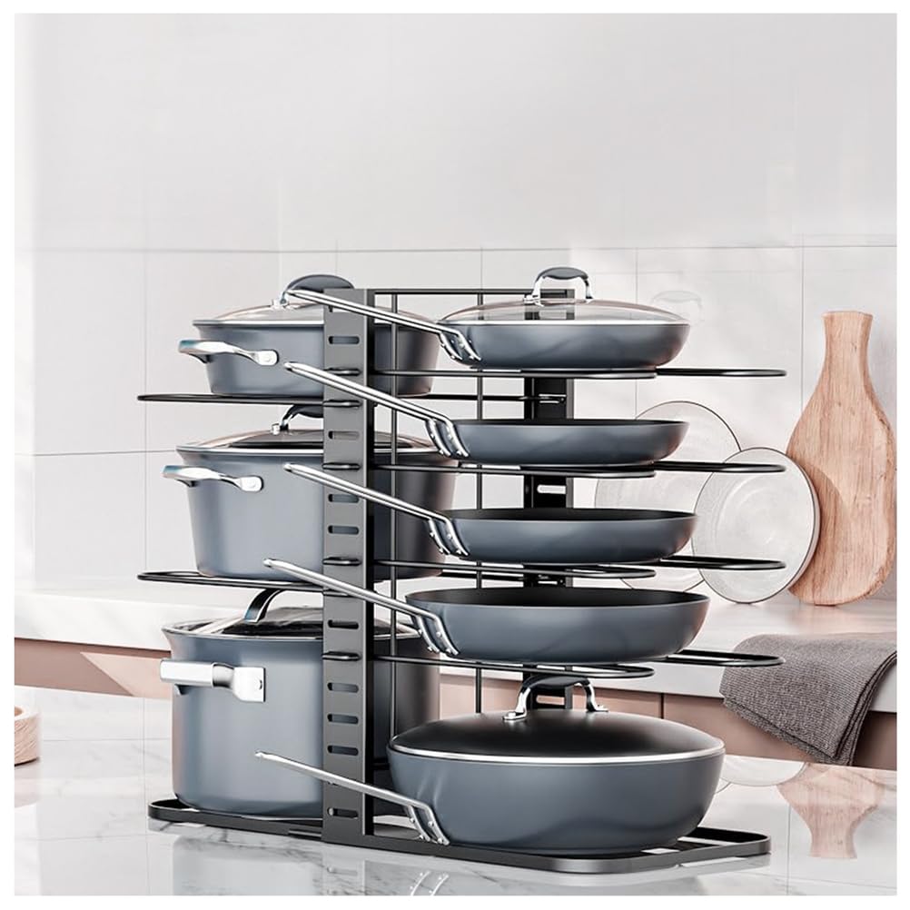 Topf Organizer, mit 8 verstellbaren Fächern,Kitchen Cabinet, Heavy Duty Pfanne Rack unter Spüle Organizer für Töpfe, Pfannen und Deckel