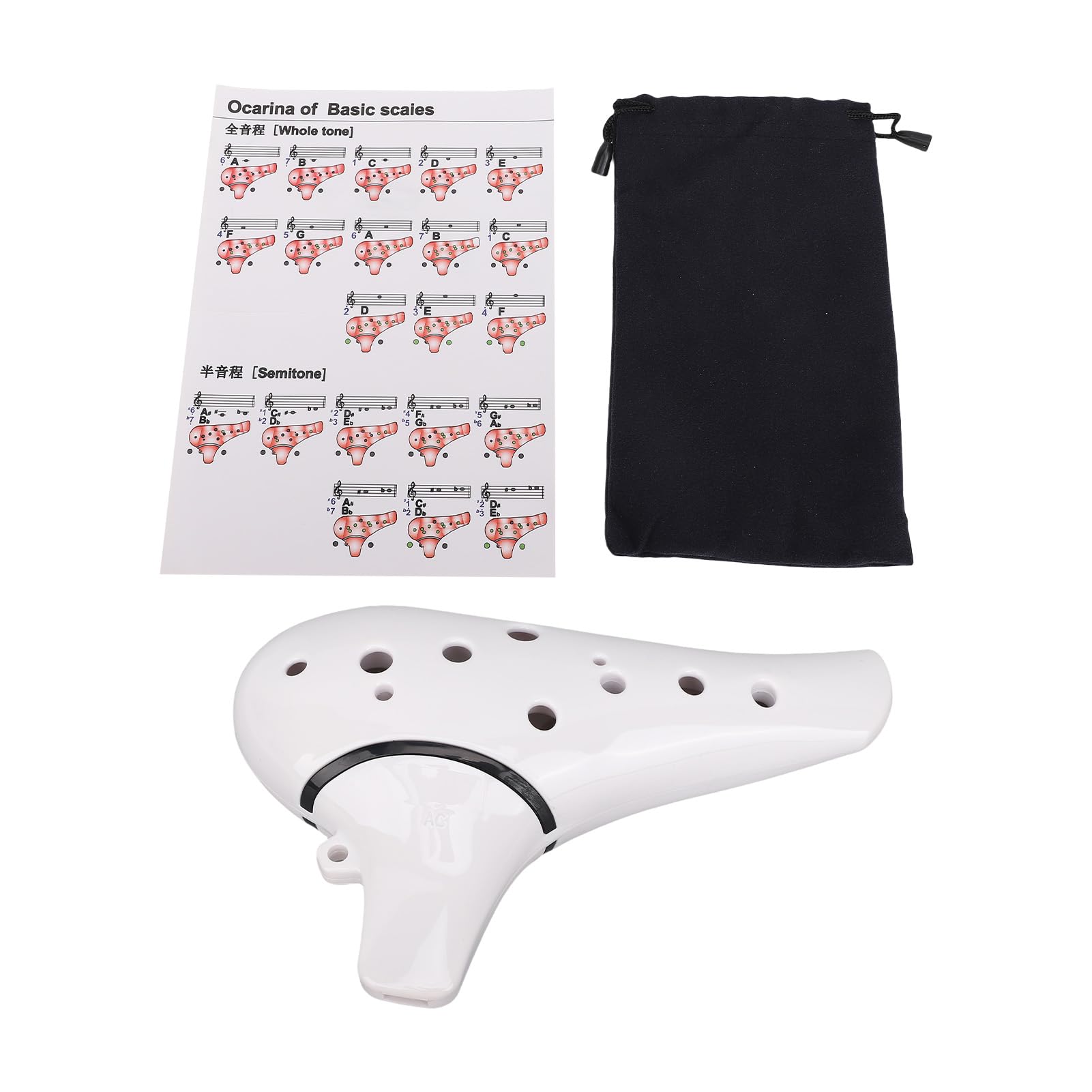 Keenso Ocarina, 12-otworowy Alto C Ocarina Ceramic Flute Instrument z żywicy ABS z Gładkim Ustnikiem Dmuchającym dla Początkujących i Profesjonalnych Graczy (WHITE)