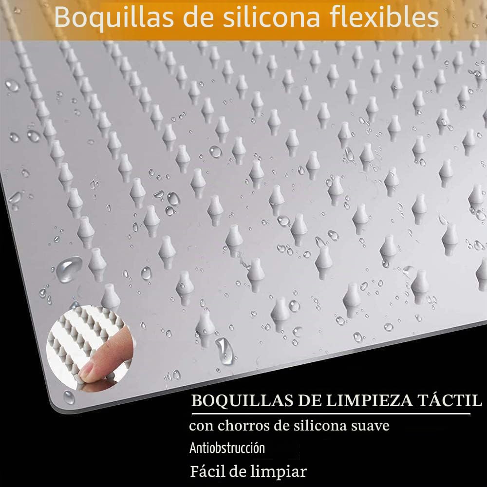 Rociador para Ducha Cuadrado, Alcachofa de Ducha de Acero Inoxidable, cabezal ducha lluvia grande, Plata, 12 Pulgadas, Diámetro de 30 cm