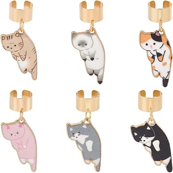 6Pcs 6 Styles Cat Stethoscope Charms Stethoscope Name Tag ID Cute Alloy Enamel Kitty Animal Mixed Color Pendants Custom Name Tags Decoration for Nurses Doctor Healthcare Workers Supplies Gift