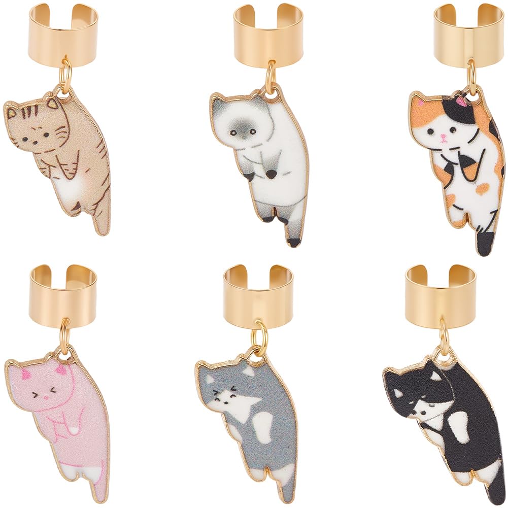 Dijes de Estetoscopio de Gato Etiqueta de Identificación con Nombre Lindo Colgante de Aleación de Esmalte 6 Piezas