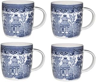 Churchill Blue Willow Mugs 11 oz, Set Of 4