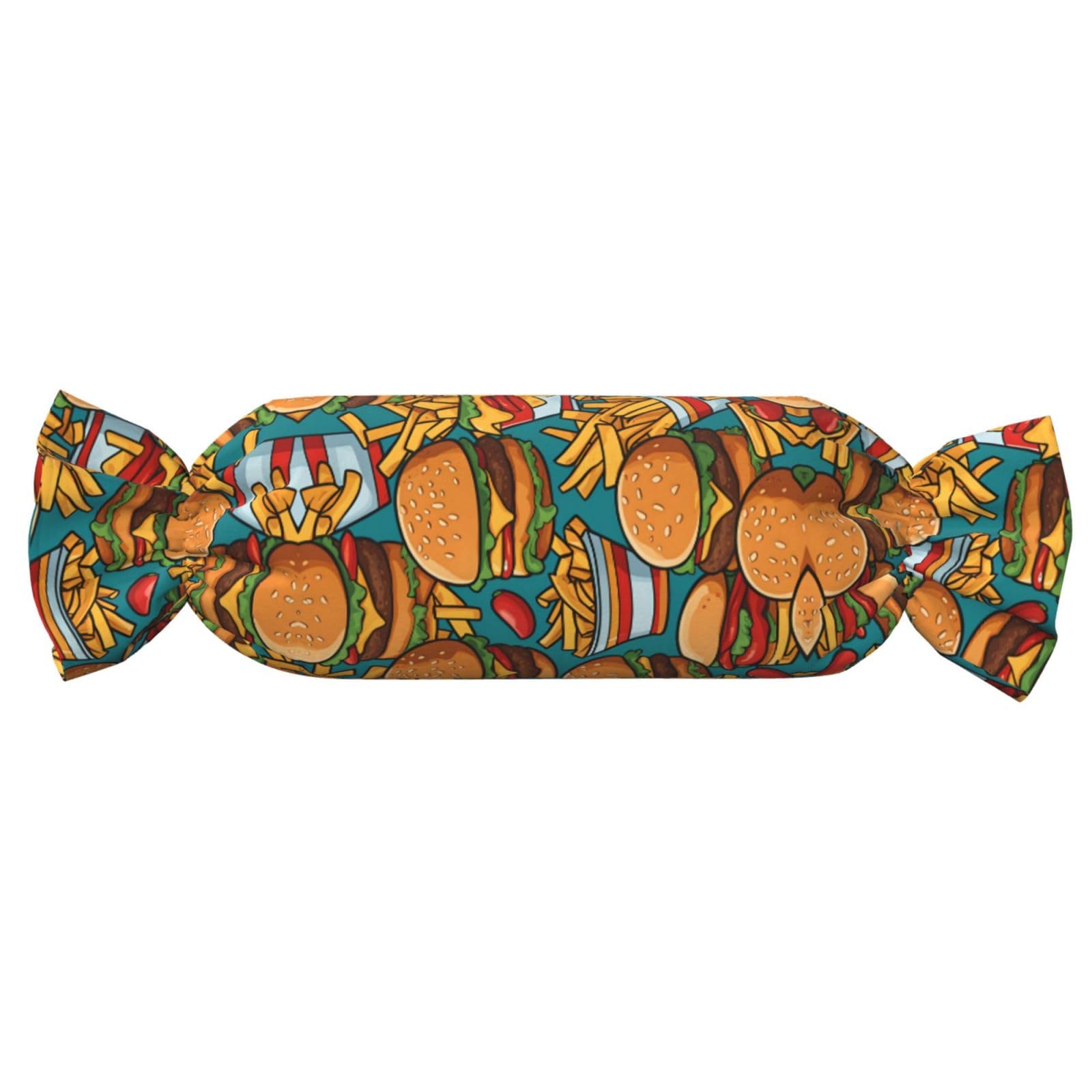 Oreiller cylindrique frites et hamburger pour voyage et sieste