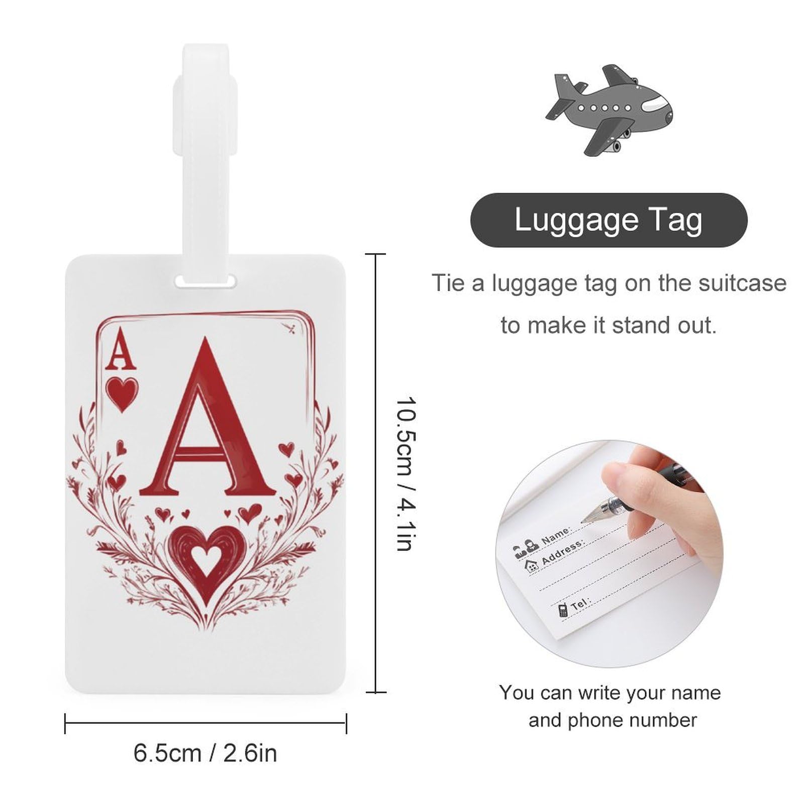 A Red-Heart Poker Cute Luggage Tags for Suitcases Personalized Baggage Identify Labels White-style-10