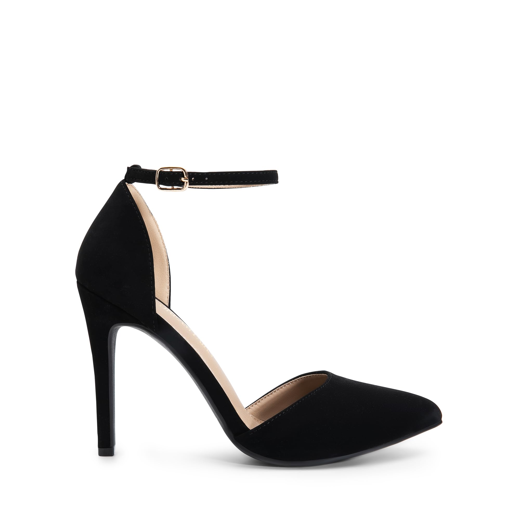 DREAM PAIRS Women's Oppointed-Lacey Pointed Toe Ankle Strap High Heel Stiletto Pumps Wedding Dress Shoes: 8 Black/Nubuck