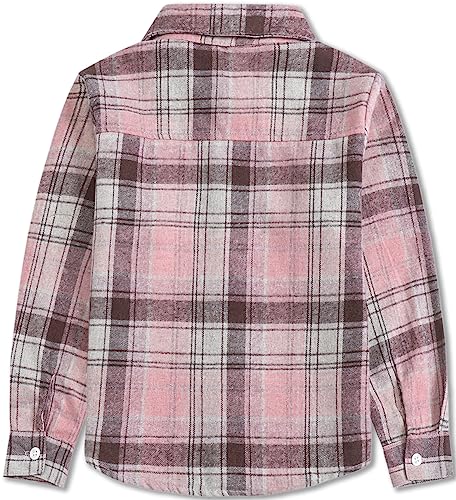 Girls Shirt, Casual Plaid Tops Long Sleeve Button Down Flannel Shirt For Girl, Pink Plaid, 6 Years = Tag 130 #TOP2