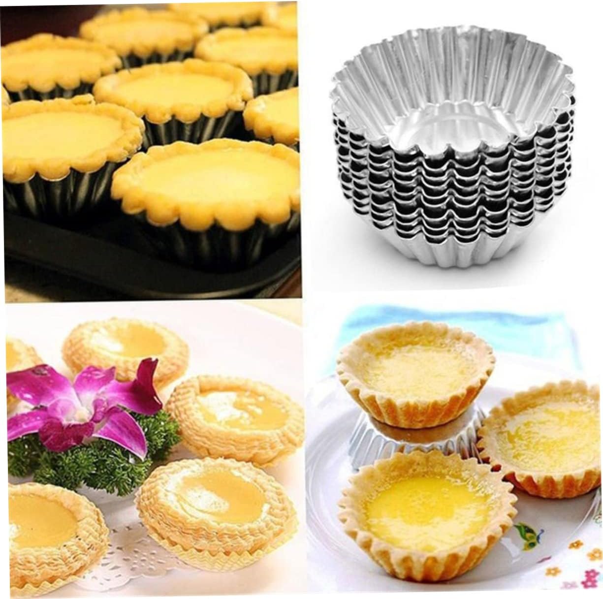 50pcs Nonstick Egg Tart Molds Premium Tin Baking Cups for Muffins Cupcakes and Pies Easy Release and Quick Heat Conductivity for Home Baking