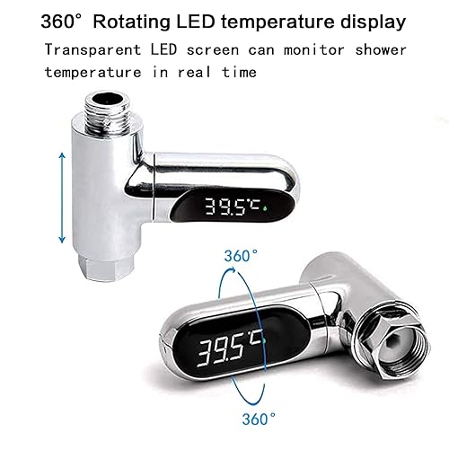 Miniatura 5 de Termómetro de ducha de lectura instantánea para baño, termómetro de temperatura del agua con pantalla digital LED de 360, pantalla giratoria,