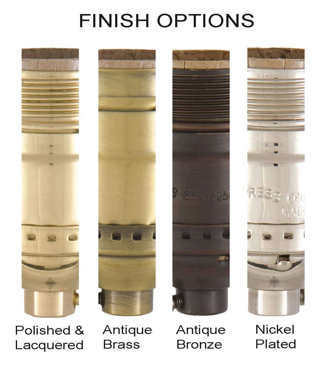 B&P Lamp® Keyless Early Electric Style Lamp Socket, Antique Brass Finish, Keyless (No Switch), Uno Thread Shell